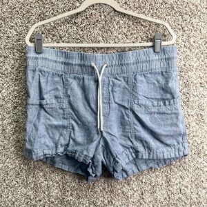 Athleta Shorts Women’s 14 Cabo Blue Chambray Linen 4”